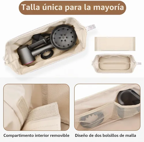 Vista 2 de Bolsa de viaje para herramientas para el cabello con inicial compatible con Floral rosa