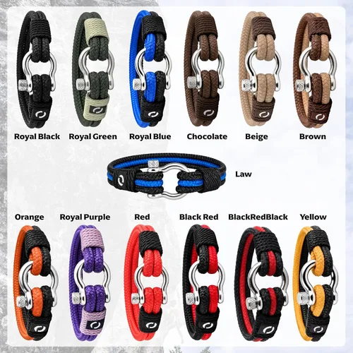 Vista 7 de Pulsera de cuerda para hombre, grillete plateado de acero inoxidable, extremadamente duradera y resistente a los arañazos, impermeable, hecha a Beige