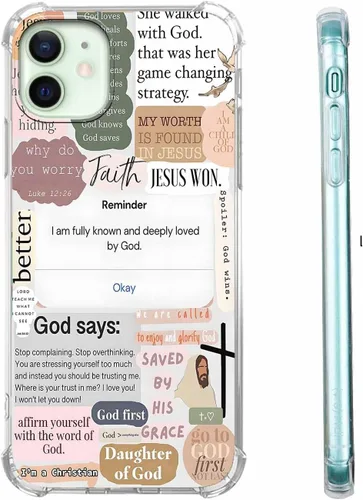Vista 76 de Funda para Celular con Versículos de la Biblia, Colocación de Citas Cristianas de Jesús, Diseño Collage, Funda Protectora Suave de TPU de Moda