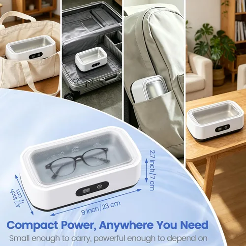 Vista 4 de Limpiador ultrasónico de joyas, máquina de limpieza ultrasónica de 49 KHz para joyas, gafas, anillos, correa de reloj, retenedor de dentaduras