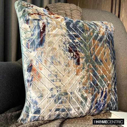 Vista 90 de The HomeCentric Funda de almohada con cremallera, funda de cojín azul de 12 x 12 pulgadas, funda de cojín de algodón bordado para sofá, diseño