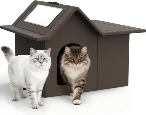 Vista 9 de Casa para gatos al aire libre, refugio resistente a la intemperie para mascotas, cama duradera para gatos al aire libre e interior, fácil montaje