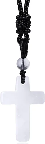 Vista 17 de XIANNVXI Collar puntiagudo con piedra de cristal curativo, cuerda negra ajustable, collar con colgante de piedras preciosas naturales, joyería