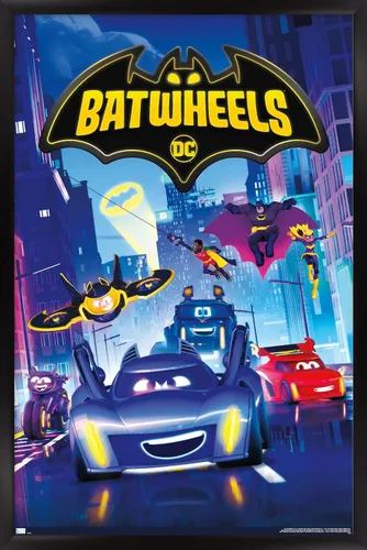 Vista 8 de Trends International DC Comics TV Batwheels - Póster de pared de arte clave, 22.4 pulgadas de largo x 14.7 W, versión enmarcada de madera de granero