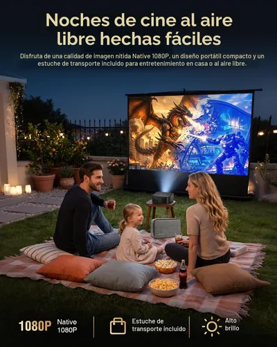 Vista 5 de [Auto Focus/LCD de 5 pulgadas] Proyector para exteriores 4K con WiFi 6 y Bluetooth, DBPOWER Native 1080P Proyector portátil, Keystone automático