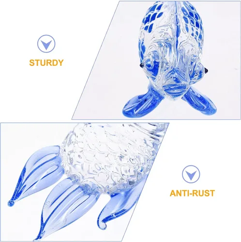 Vista 3 de Alipis Bright Blue Glass Fish Figurine Hand Blown Aquarium Decoration Collectible Sculpture for Home Office Display