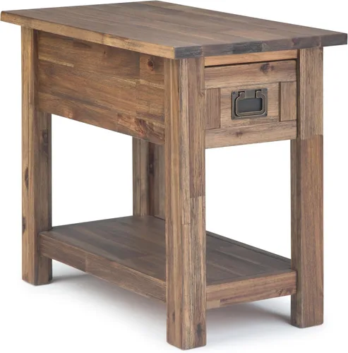 Vista 10 de SIMPLIHOME Monroe - Mesa auxiliar de madera de acacia maciza de 22 pulgadas de ancho en color marrón ceniza envejecido, mesa decorativa rústica