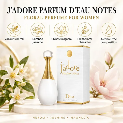Vista 6 de Dior J'Adore Parfum D'eau - Mini perfume para mujer, tamaño de viaje