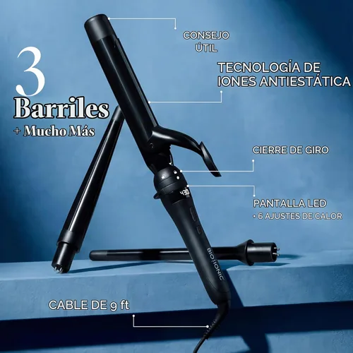 Vista 8 de Bio Ionic Twist - Juego de rizador y varita intercambiables 3 en 1, 1 mango con 3 barriles de cerámica intercambiables