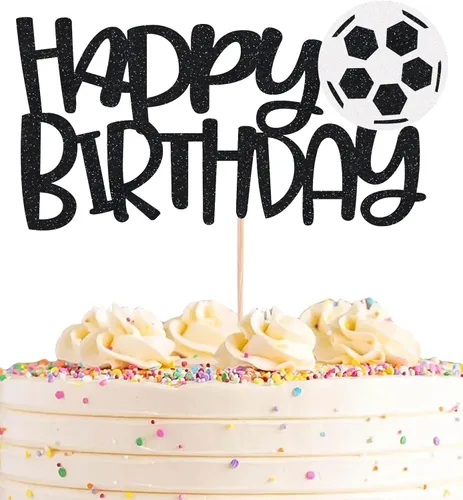 Vista 8 de Decoración para pastel de béisbol de feliz cumpleaños, suministros de decoración de fiesta de béisbol con purpurina negra, perfecto para cumpleaños