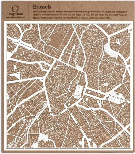 Vista 60 de O3 Design Studio Aberdeen - Mapa de papel cortado en papel blanco de 12 x 12 pulgadas