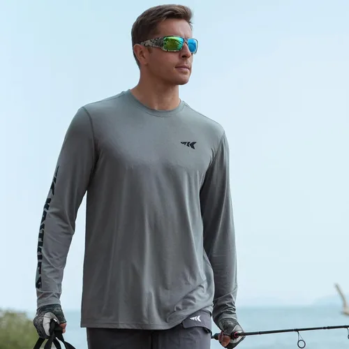 Vista 5 de KastKing Camisetas de manga larga para hombre, camisas de pesca para hombre