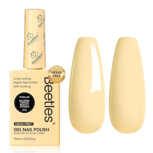 Vista 21 de Beetles - Esmalte de gel blanco, 0.5 onzas líquidas, tamaño completo, sin A - Creme White Hema Free white Rhythm
