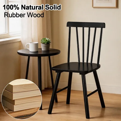 Vista 7 de DUHOME Windsor - Juego de 2 sillas de comedor de madera con respaldo de husillo, sillas de cocina de madera para el hogar, cocina, sala de estar