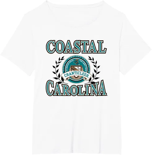 Vista 13 de Coastal Carolina Chanticleers Laurels - Camiseta con logotipo, Blanco