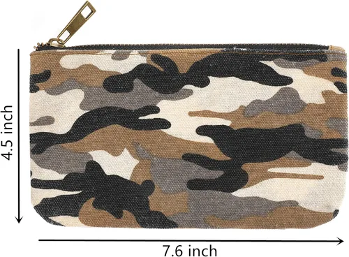 Vista 2 de Bolsa de almacenamiento de herramientas de camuflaje de lona encerada con cremallera, resistente, 7.6 x 4.5 pulgadas (paquete de 2)