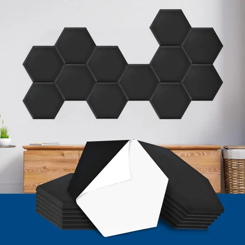Vista 8 de Art3dwallpanels Paquete de 20 paneles acústicos autoadhesivos, paneles de pared insonorizados de 14" X 12" X 0.4", paneles absorbentes de sonido