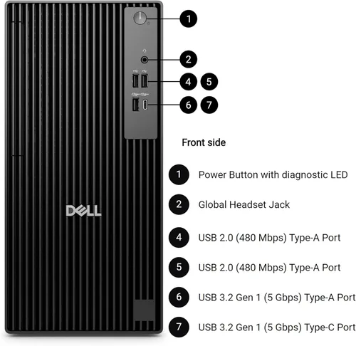 Vista 3 de Dell Computadora de escritorio Tower para negocios y hogar, OptiPlex de próxima generación, procesador Intel de 4 núcleos de 14ª generación, memoria