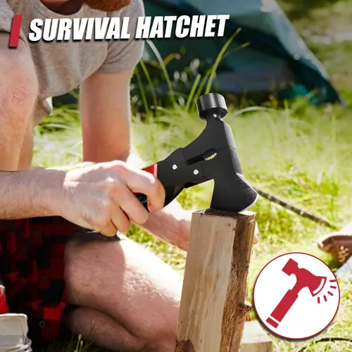 Vista 4 de Hacha Multiherramienta 15 en 1, Rellenos de Calcetín Navideño para Hombres Adultos, Accesorios de Campamento Equipo de Supervivencia, Herramienta
