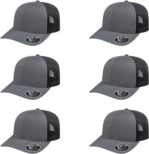 Vista 31 de Cap America i8502 Flexfit 110 Premium - Gorra de camionero de perfil medio con 6 paneles de malla trasera con protección UV y cierre ajustable