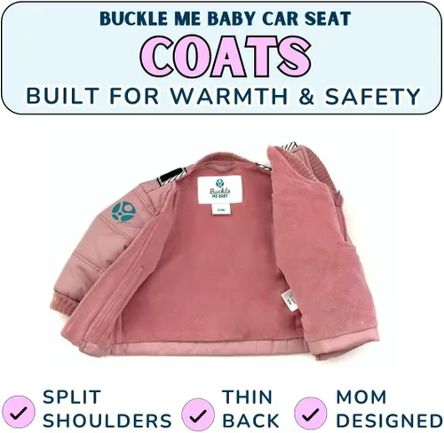 Vista 3 de Buckle Me Baby Coats Chaqueta de invierno de asiento de coche más seguro de cierre rápido para niño o niña, como se ve en Shark Tank