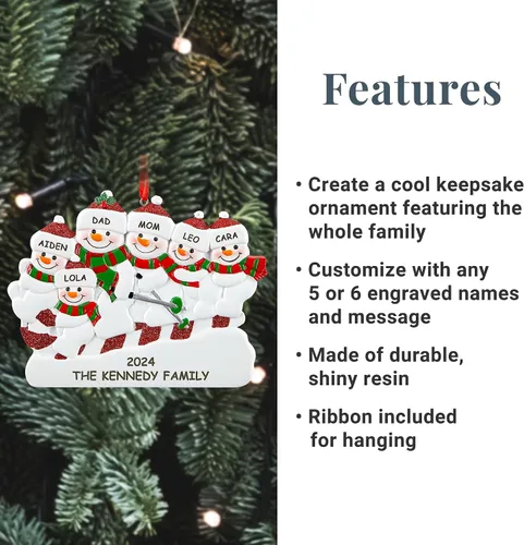 Vista 3 de Let's Make Memories Adorno de Navidad personalizado – para la familia – Trineo de muñeco de nieve – Adorno de Navidad 2024 – Grabado – Resina