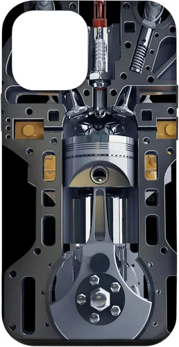 Vista 16 de Mecánico Motor Metal Pistón Cilindros Metal PC Case para iPhone 17