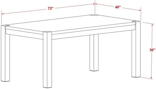 Vista 3 de East West Furniture LM7-07-T Lismore Mesa de Comedor Moderna - Mesa Rectangular Rústica Estilo Granja, 40 x 72 Pulgadas, Jacobean