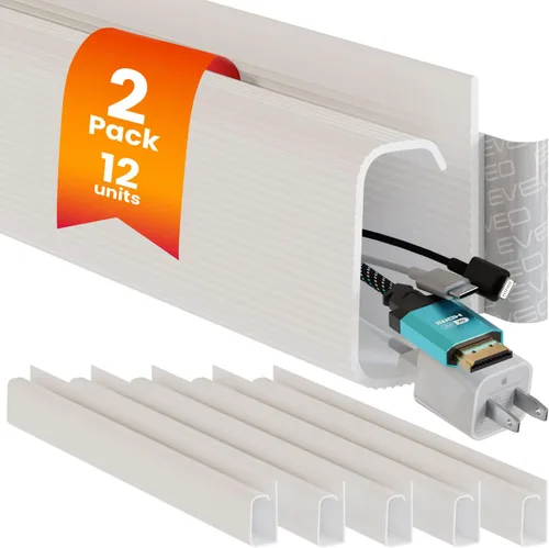 Vista 9 de EVEO Kit de gestión de cables debajo del escritorio (6 unidades) - Ocultador de cables para gestión de cables debajo del escritorio, ocultador
