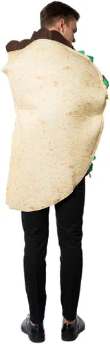 Vista 3 de ReneeCho Disfraz de taco para adulto de Halloween Burrito Food Outfit Deluxe Set Up