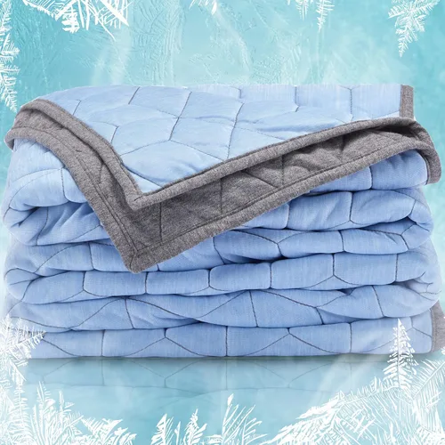 Vista 7 de SLEEP ZONE Manta refrescante para personas que duermen con calor (50 x 60 pulgadas), manta de verano de doble cara, ligera y portátil para gimnasio