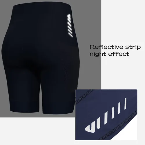 Vista 4 de Lo.gas Pantalones cortos de ciclismo para mujer, con relleno, almohadilla de gel 3D, pantalones cortos de ciclismo de cintura alta ergonómicos