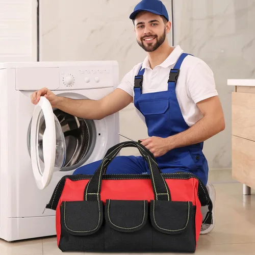 Vista 6 de Silkfly Bolsa de herramientas portátil de 6 piezas para hombres y mujeres, resistente, con parte inferior dura impermeable, varios bolsillos, gran
