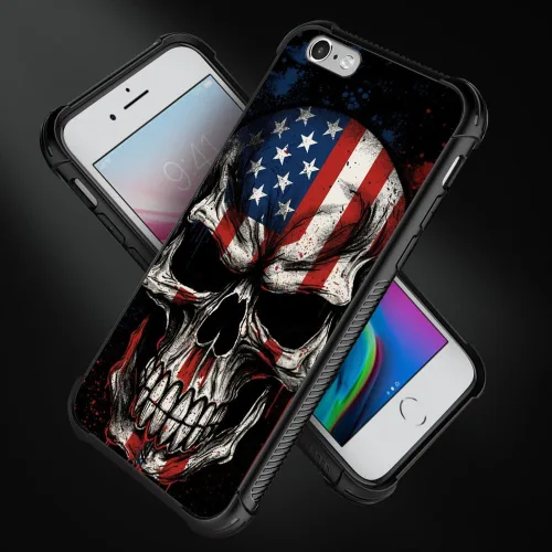 Vista 106 de Funda compatible con iPhone 8, a prueba de golpes, antiarañazos, bandera de ciervos de cola blanca de grano de madera estadounidense