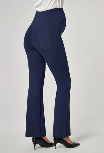 Vista 4 de Ewedoos Pantalones de maternidad pantalones de trabajo laterales fruncidos con bolsillos sobre el vientre, pantalones de vestir de embarazo