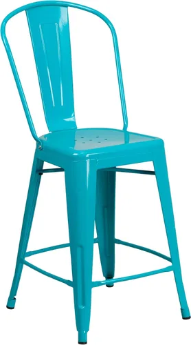 Vista 15 de Taburete de metal de interior y exterior de Flash Furniture, Metal, Plateado