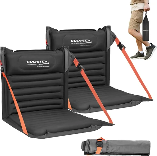 Vista 11 de EULANT Asientos plegables inflables ligeros para silla de camping con soporte trasero y correas ajustables, sillas plegables para camping