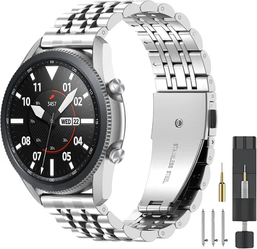 Vista 5 de 18mm 20mm 22mm Quick Release Metal Watch Band for Garmin Samsung Amazfit plateado