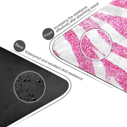 Vista 4 de Hot Pink Zebra Pattern Yoga Mat Non Slip Thick Kids Eco Friendly Rubber Workout Foldable Yoga Mat Women Exercise