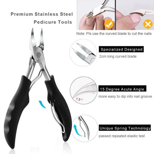 Vista 2 de Bcabo Kit de herramientas de uñas encarnadas, herramienta de pie de tratamiento de uñas, cortaúñas encarnadas, cortaúñas encarnadas, levantador