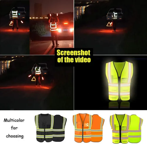 Vista 2 de Personalizar su texto/logotipo/imagen chaleco de seguridad de alta visibilidad ropa de trabajo de protección con tiras reflectantes