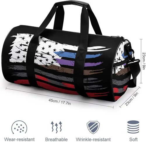 Vista 3 de Bolsa deportiva para gimnasio con bandera de Jiu Jitsu Americana, bolsa de viaje para entrenamiento, bolsas ligeras de fin de semana para mujeres