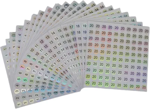 Vista 9 de 20 hojas de 1 a 1000 calcomanías reflectantes impermeables con números láser, calcomanías redondas autoadhesivas, calcomanías de organización