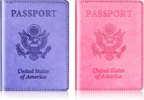 Vista 8 de Herain Soporte para pasaporte para viaje y crucero, 2 piezas, funda para pasaporte, cartera, regalo de viaje, para mujeres, hombres, familia