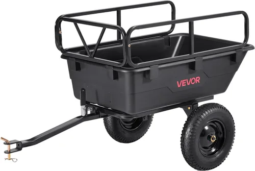 Vista 11 de VEVOR 10 pies cúbicos y 500 libras de remolque para ATV con función de descarga, remolque de utilidad para UTV de carga pesada, remolque de descarga