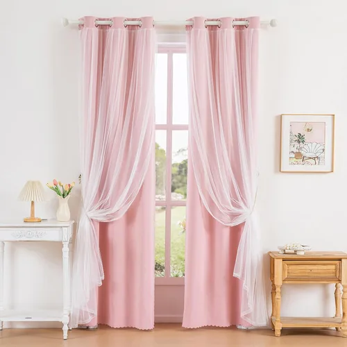 Vista 28 de Anytime Cortinas opacas y transparentes para ventana, par de paneles de cortinas lisas con ojales en la parte superior, 35 pulgadas de ancho x 63