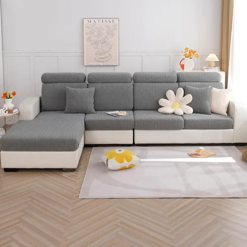 Vista 10 de OKYUK Fundas universales para sofá en forma de L resistentes al desgaste, funda para sofá chaise lounge, protector elástico de muebles Rosa Trigo