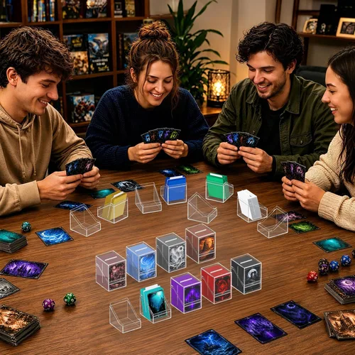 Vista 7 de YSCare Estuches de cubierta, paquete de 12 fundas acrílicas Commander y 1200 fundas mate para tarjetas coleccionables con 12 divisores, caja de 12