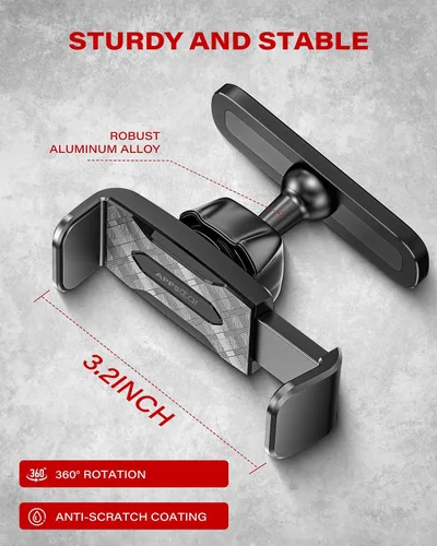 Vista 4 de APPS2Car [Paquete de 2] Soporte magnético para teléfono de gimnasio, ajustable en 360°, compatible con teléfonos inteligentes de 4.7 a 6.5 pulgadas