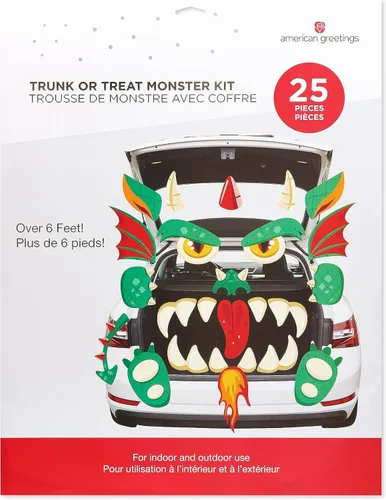 Vista 3 de American Greetings Kit de decoración de coche de Halloween, monstruo (25 unidades)